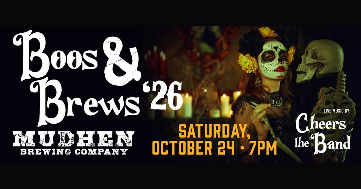 Boos & Brews '26 at MudHen Brewing Company, Saturday October 24 at 7PM, live music by Cheers the Band