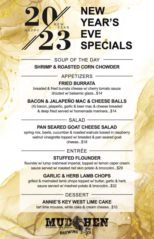 MudHen NYE Menu